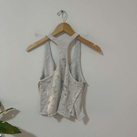 Alo Yoga Gray Mesh Overlay Cotton Cropped Tank Size XS - Picture 6 of 6